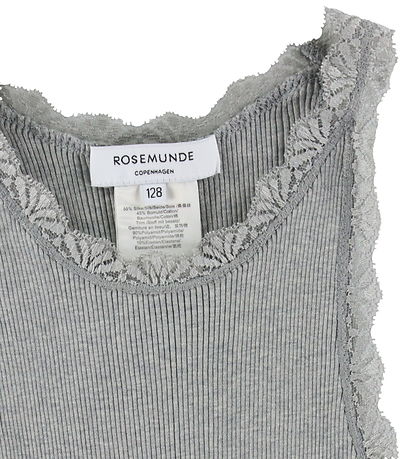Rosemunde Top - Zijde/Katoen - Rib - Light Grey Melange m. Blond