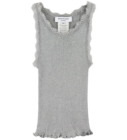 Rosemunde Top - Zijde/Katoen - Rib - Light Grey Melange m. Blond