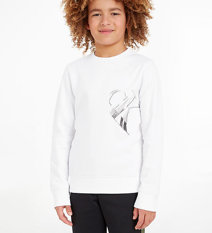 Calvin Klein Sweatshirt - Hyper Real Monogram - Bright White w.