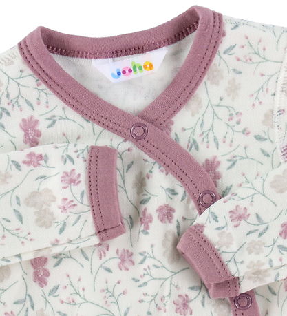 Joha Wrap Bodysuit l/s - Wool/Bamboo - Off White/Rose