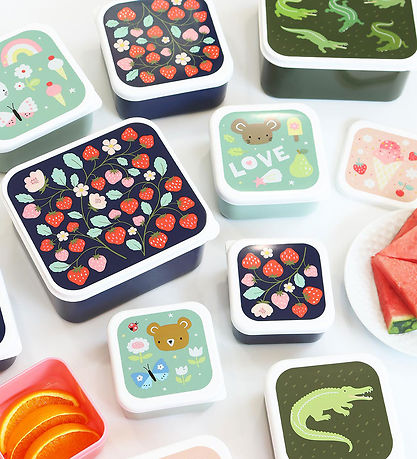 A Little Lovely Company Lunchbox Set - 4 pcs - Joy