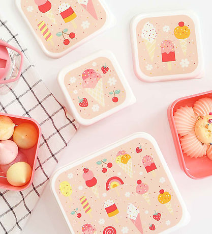 A Little Lovely Company Lunchbox Set - 4 pcs - Iceream