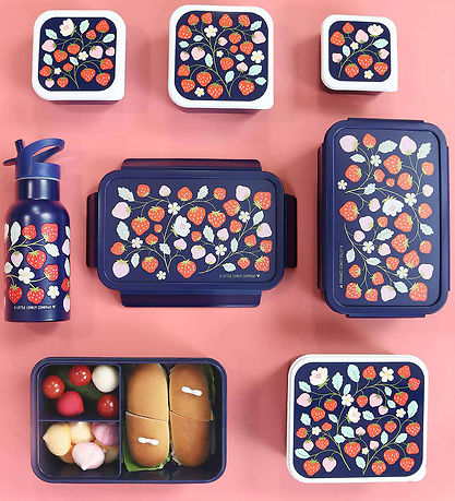 A Little Lovely Company Lunchbox Set - 4 pcs - Strawberries