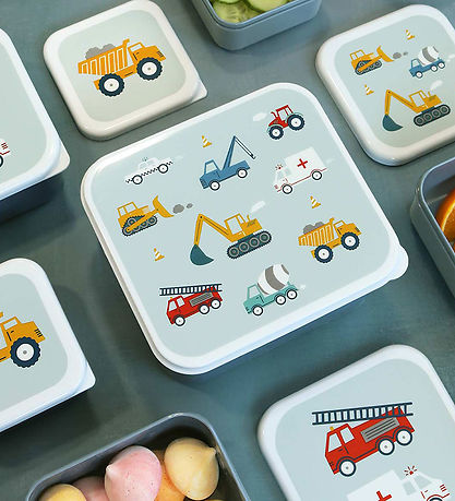 A Little Lovely Company Lunchbox Set - 4 pcs - Vehicles