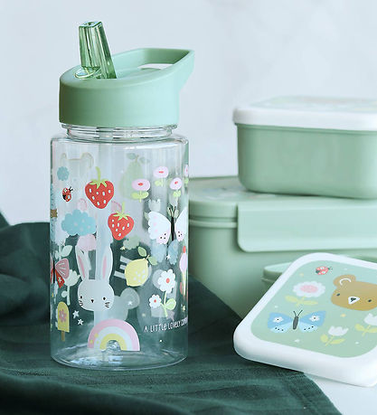 A Little Lovely Company Water Bottle w. Straws - 450 mL - Joy