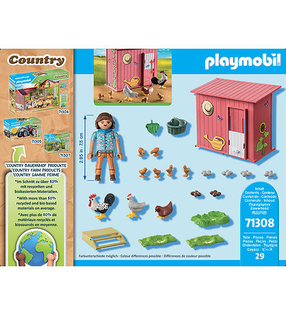 - Poule avec poussins Playmobil Country - 71308 - 29 Parties