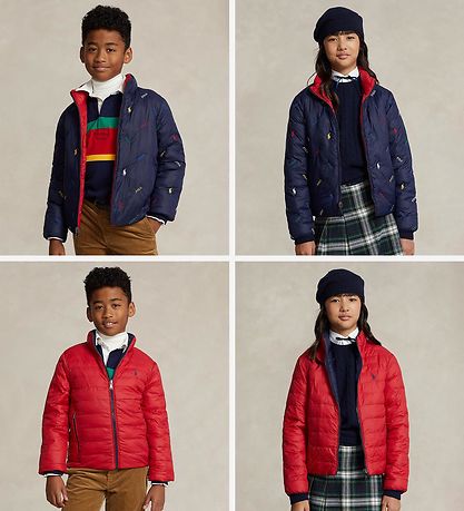 Polo Ralph Lauren Vadderad jacka - Vändbar - Röd/Marinblå m. Log