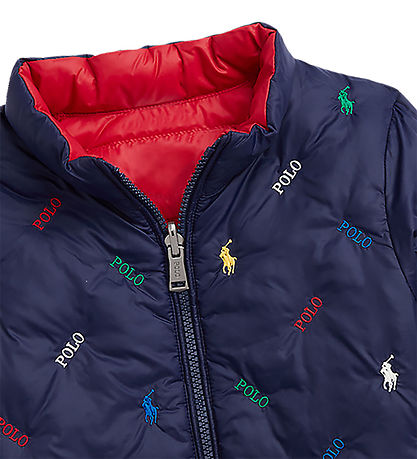Polo Ralph Lauren Puffer Jacket - Reversible - Red/Navy w. Logos