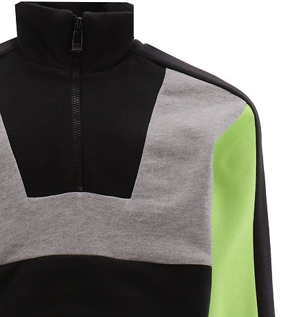 Versace Sweatshirt w. Zipper - Grey Melange w. Black/Neon Green