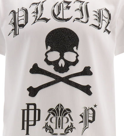 Philipp Plein T-Shirt - Blanc av. Noir/Strass