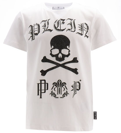 Philipp Plein T-Shirt - Blanc av. Noir/Strass