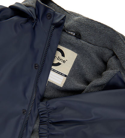 Mikk-Line Rainwear w. Fleece/Suspenders - PU - Blue Nights