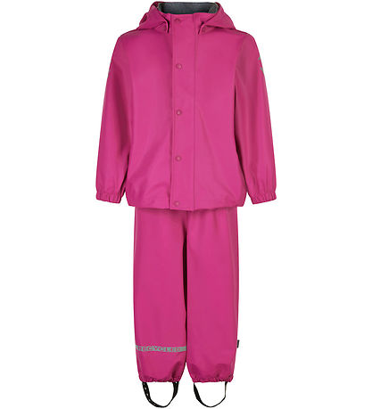 Mikk-Line Rainwear w. Suspenders - PU - Recycled - Fuchsia Red