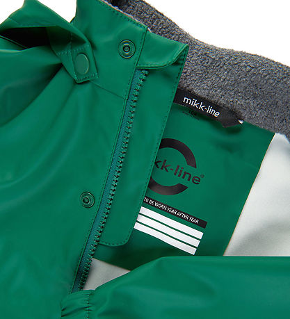 Mikk-Line Rainwear w. Suspenders - PU - Recycled - Evergreen