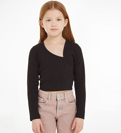 Calvin Klein Bluse - Kurz geschnitten - Rib - Schwarz
