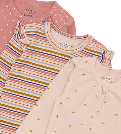 Hust and Claire Bodysuit l/s - 3-Pack - Blue - Peach Dust