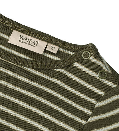 Wheat Bodysuit l/s - Bertil - Dark Green Stripe