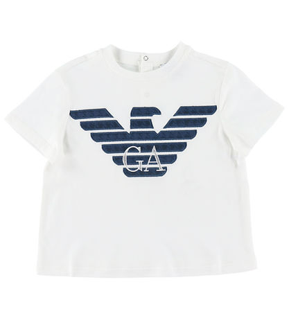 Emporio Armani Stuttermabolur - Hvítt/Dökkblátt M. Lógó