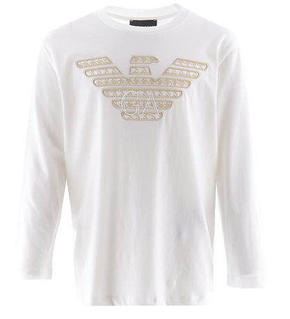 Emporio Armani Blouse - Wit/Beige m. Logo