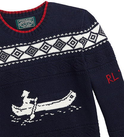 Polo Ralph Lauren Blússa - Prjónað - Dökkblátt M. Hvítur