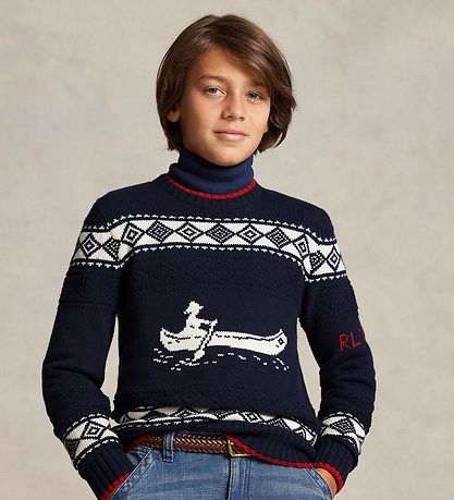 Polo Ralph Lauren Blússa - Prjónað - Dökkblátt M. Hvítur