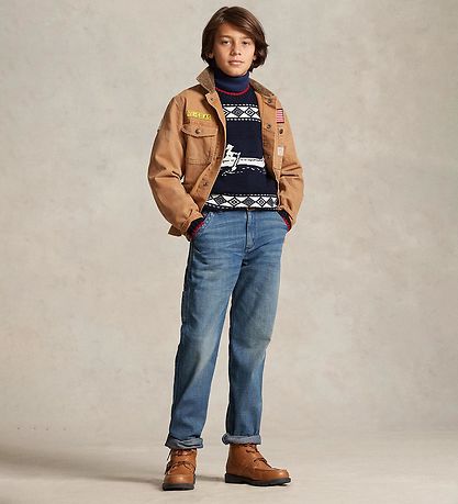 Polo Ralph Lauren Blússa - Prjónað - Dökkblátt M. Hvítur