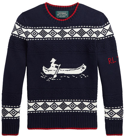Polo Ralph Lauren Blússa - Prjónað - Dökkblátt M. Hvítur