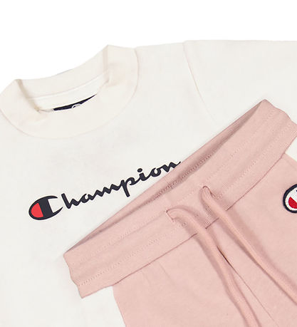 Champion Sweat Set - Sweatshirt/Sweatpants - Dusty Rose/White