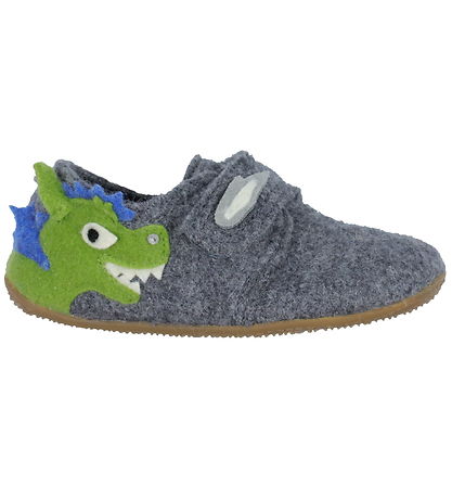 Living Kitzbhel Slippers - Wool - Grey w. Dragon