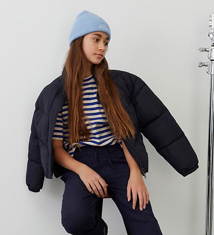 Sofie Schnoor Stelpur Stuttermabolur - Rib - Blár/Fílabeinshvítt