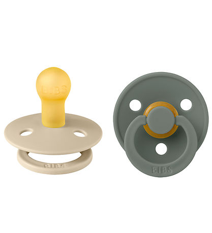 BIBS Colour Pacifiers - 2-Pack - Size 1 - Round - Vanilla/Pine