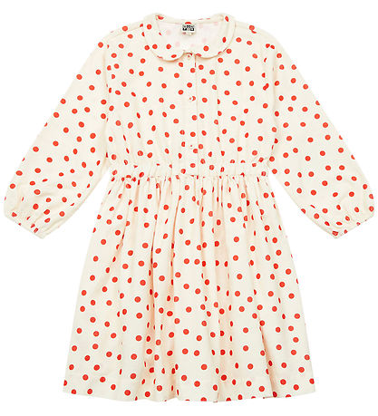 Bonton Kleid - Cord - Frida - Creme m. Rot Punkte