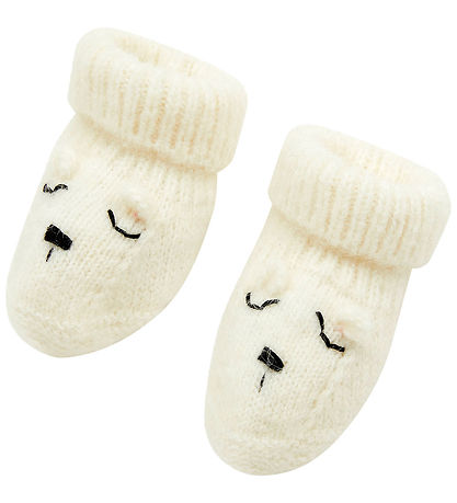 Bonton Tofflor - Stickad - Teddy - Creme