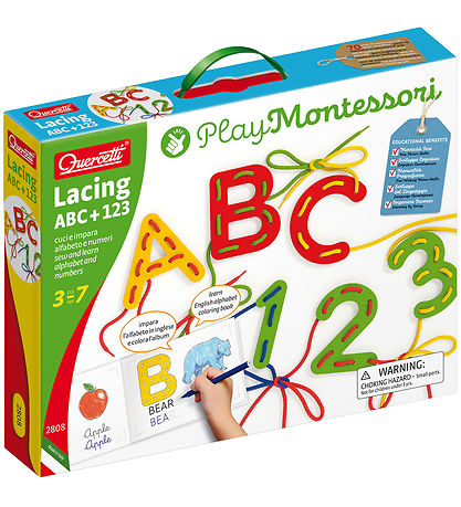 Quercetti Learning set - Lacing ABC+123 - Play Montessori - 2802