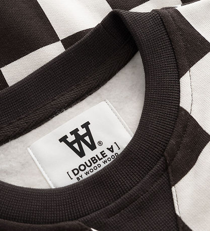 Wood Wood Sweatshirt - Root Kids Checkered - Off-White/Black Cof