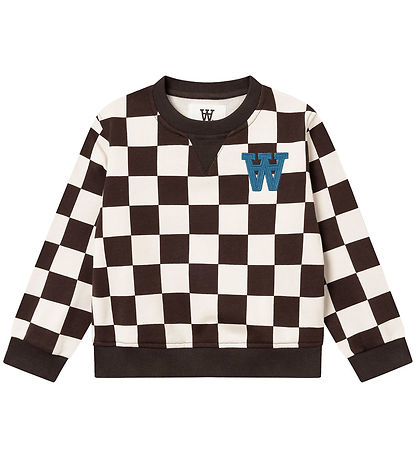 Wood Wood Sweatshirt Root Kids Checkered Off White Black Cof KW IE