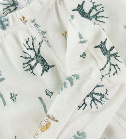 Joha Leggings - Wool/Bamboo - Offwhite w. Forest