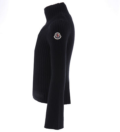 Moncler Tröja m. Turtleneck - Akryl/Ull - Rib - Svart