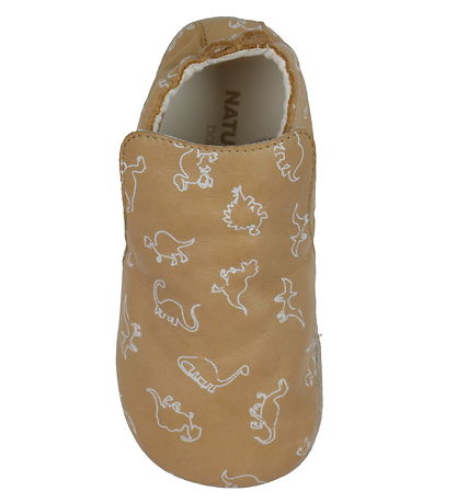 Naturino Leder-Krabbelschuhe - Plumard - Hellbraun/Weiß m. Dinos
