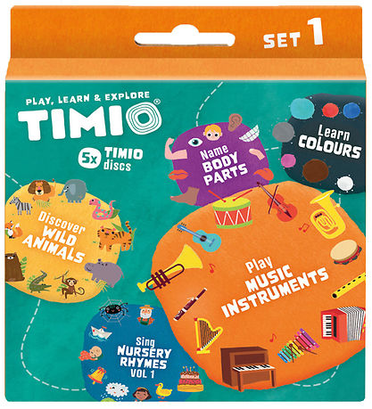 TIMIO Disksett 1 - Barnesanger, Ville dyr, Instrumenter, Farger 