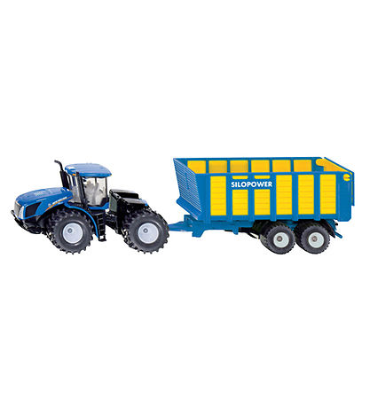 Siku Traktor m. Ensilagevagn - New Holland T9.560 - Blå