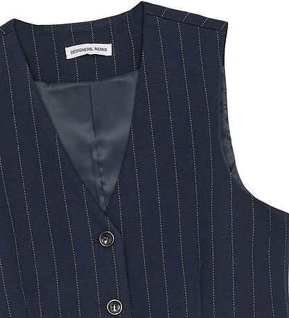 Designers Remix Waistcoat - Zoe - Navy/White Pinstripe