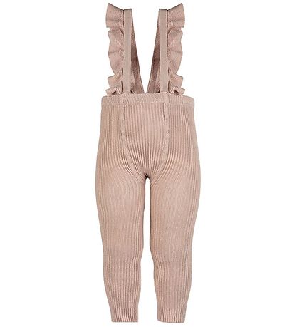 Condor Leggings w. Suspenders - Knitted - Rib - Pink Emp