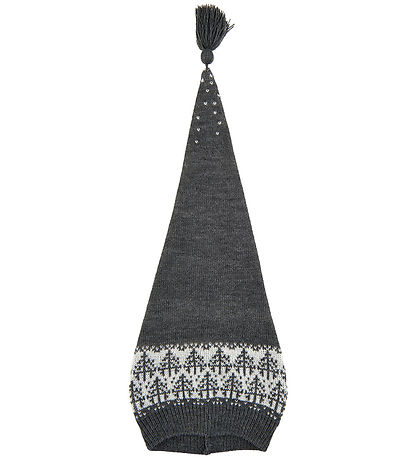 Mikk-Line Christmas Hat - Knitted - Jacquard - Anthracite w. Pat