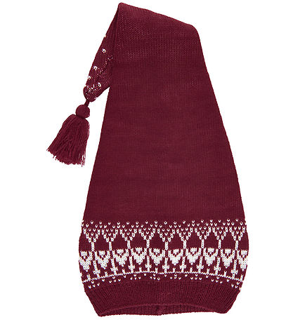 Mikk-Line Christmas Hat - Knitted - Jacquard - Red w. Pattern