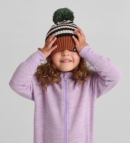 Reima Beanie - Wool/Acrylic - Tipla - Cinnamon Brown w. Stripes