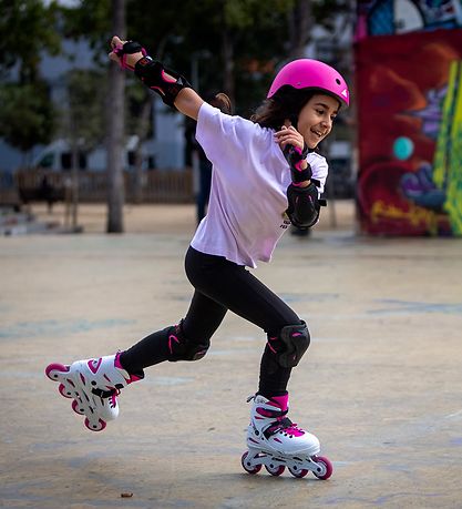 Rollerblade Roller Skate Set - Fury Combo - White/Pink - Inline 