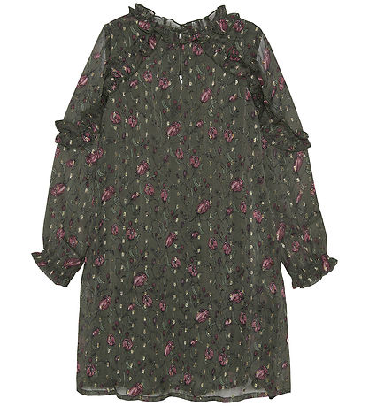 Creamie Klänning - Flower Dot - Olive Natt
