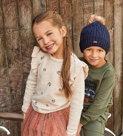 Minymo Beanie - Cotton/Wool - Parisian Night w. Pom-Pom