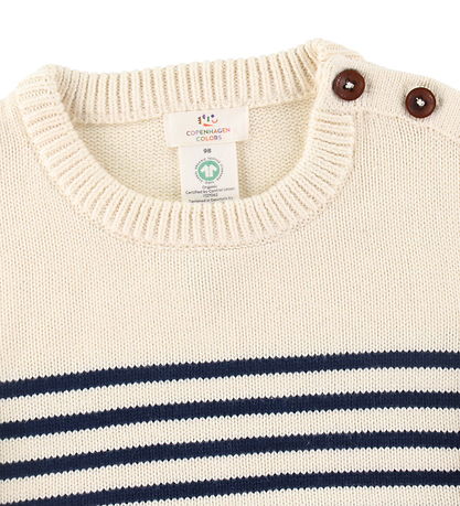 Copenhagen Colors Blússa - Prjónað - Cream Dökkblátt Combi